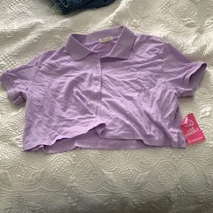 Purple polo cropped tee